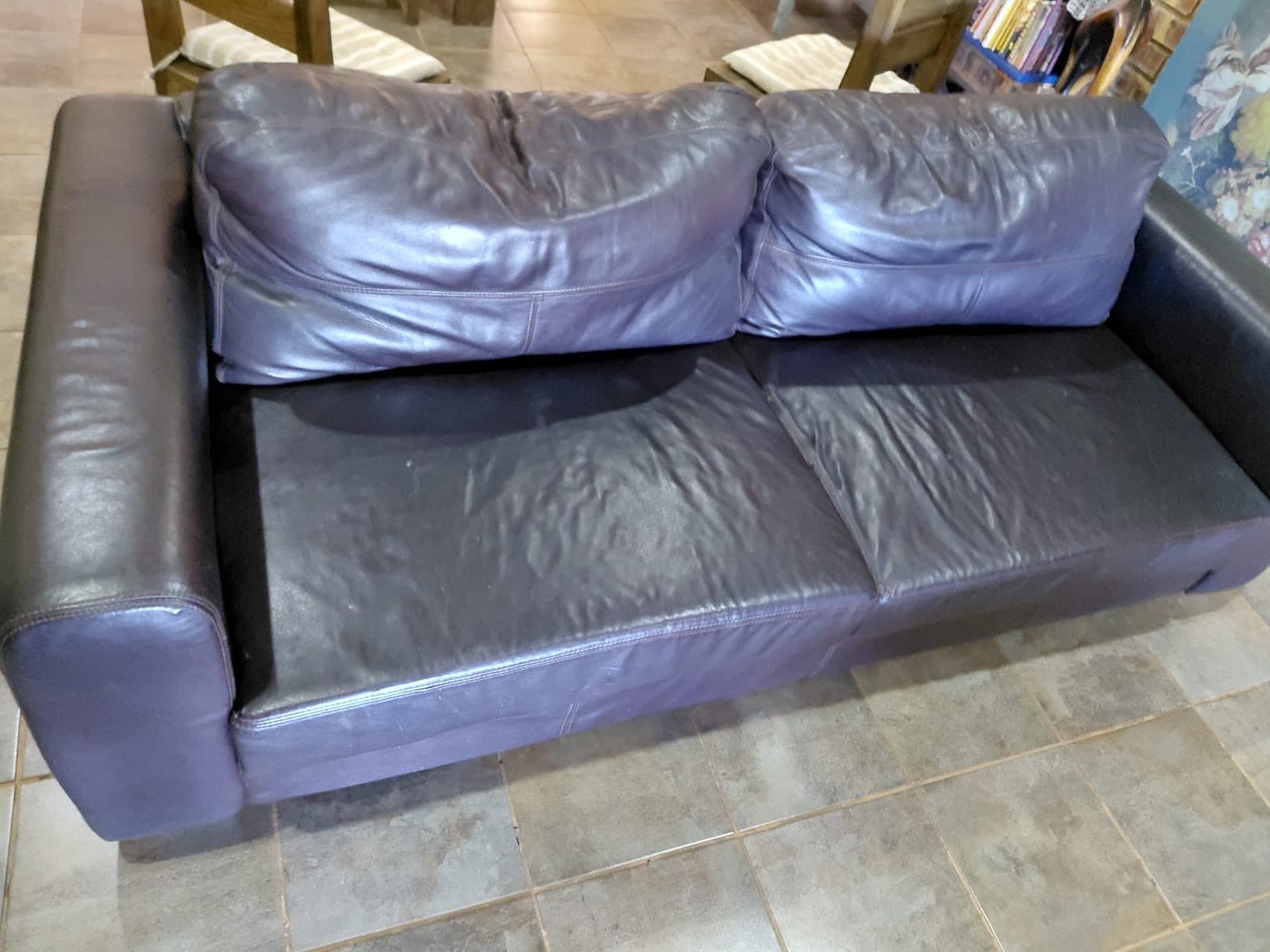 Genuine Leather Brown Couches - image 3