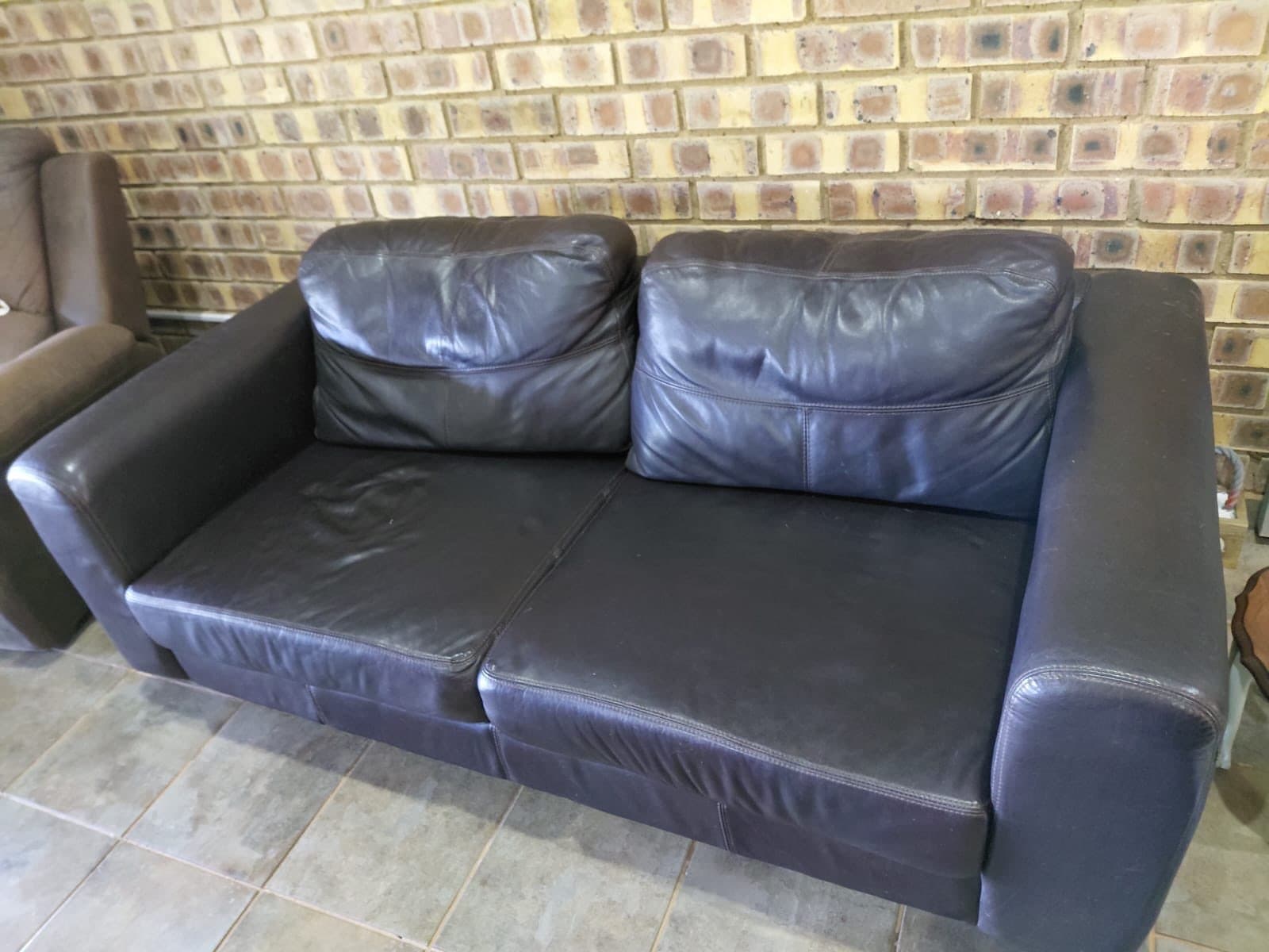 Genuine Leather Brown Couches - image 2