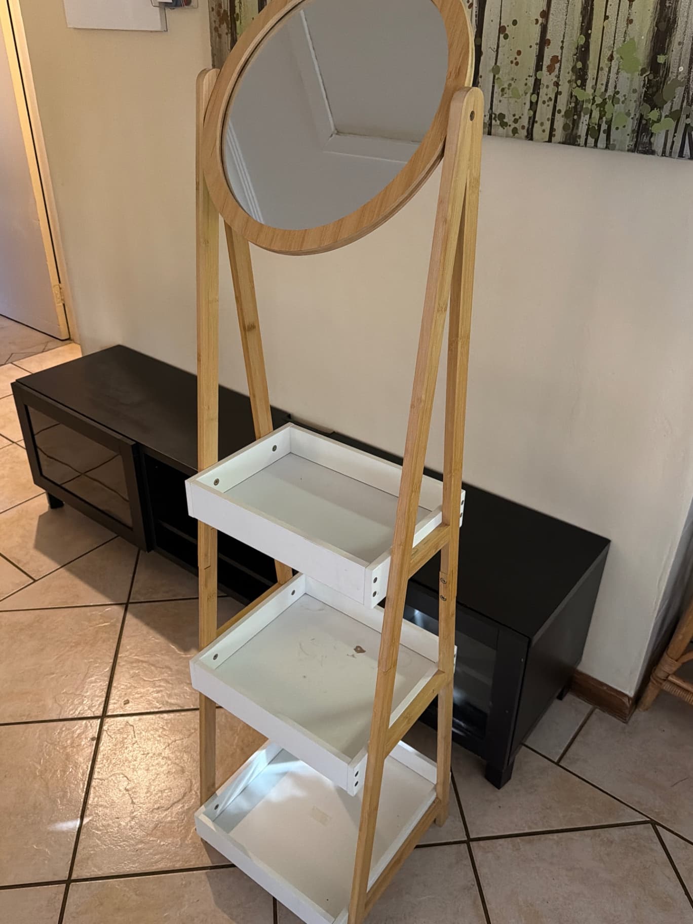 Bamboo 3-Tier Shelve + Mirror