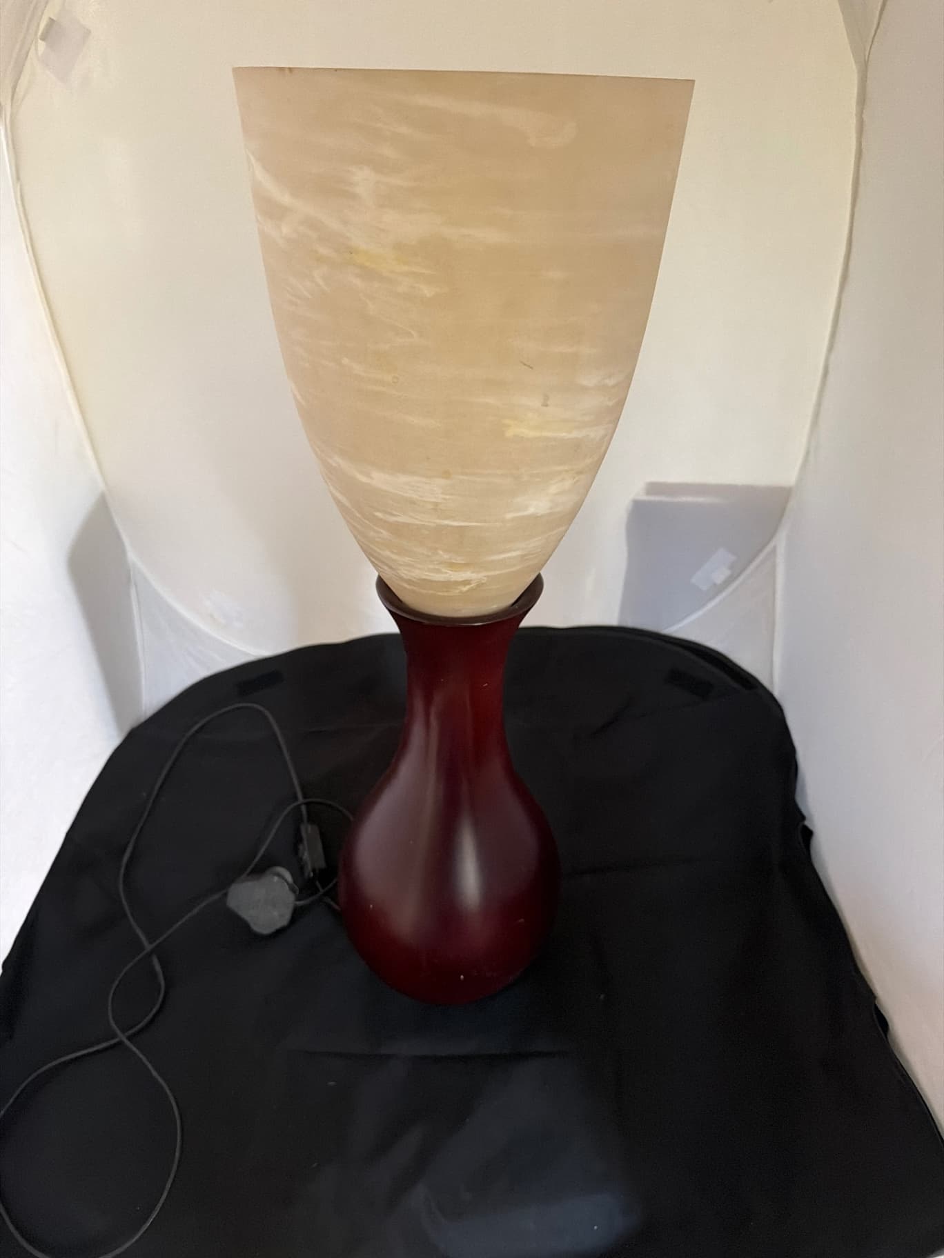 Cream and Burgundy Lamp